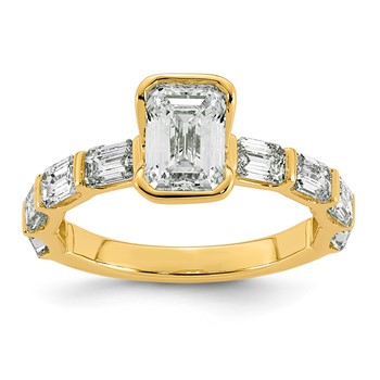 14ky 3 1/8ct Cert Emerald-cut Center Lab Grown Dia VS+ F+ Comp Ring