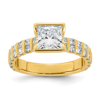 14ky 2 1/2ct Cert Princess Center Lab Grown Dia VS+ F+ Comp Ring