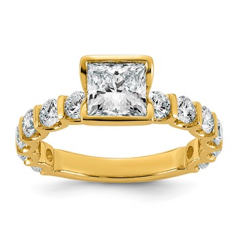 14ky 2 3/4ct Cert Princess Center Lab Grown Dia VS+ F+ Comp Ring