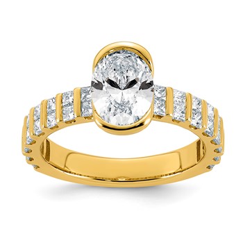 14ky 2 1/2ct Cert Oval Center Lab Grown Dia VS+ F+ Comp Ring