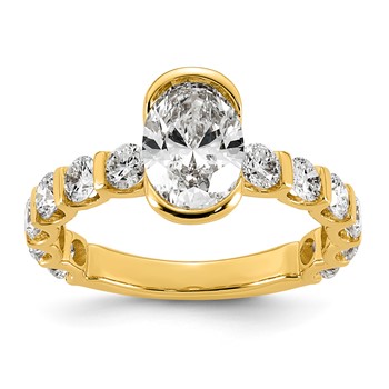 14ky 2 3/4ct Cert Oval Center Lab Grown Dia VS+ F+ Comp Ring