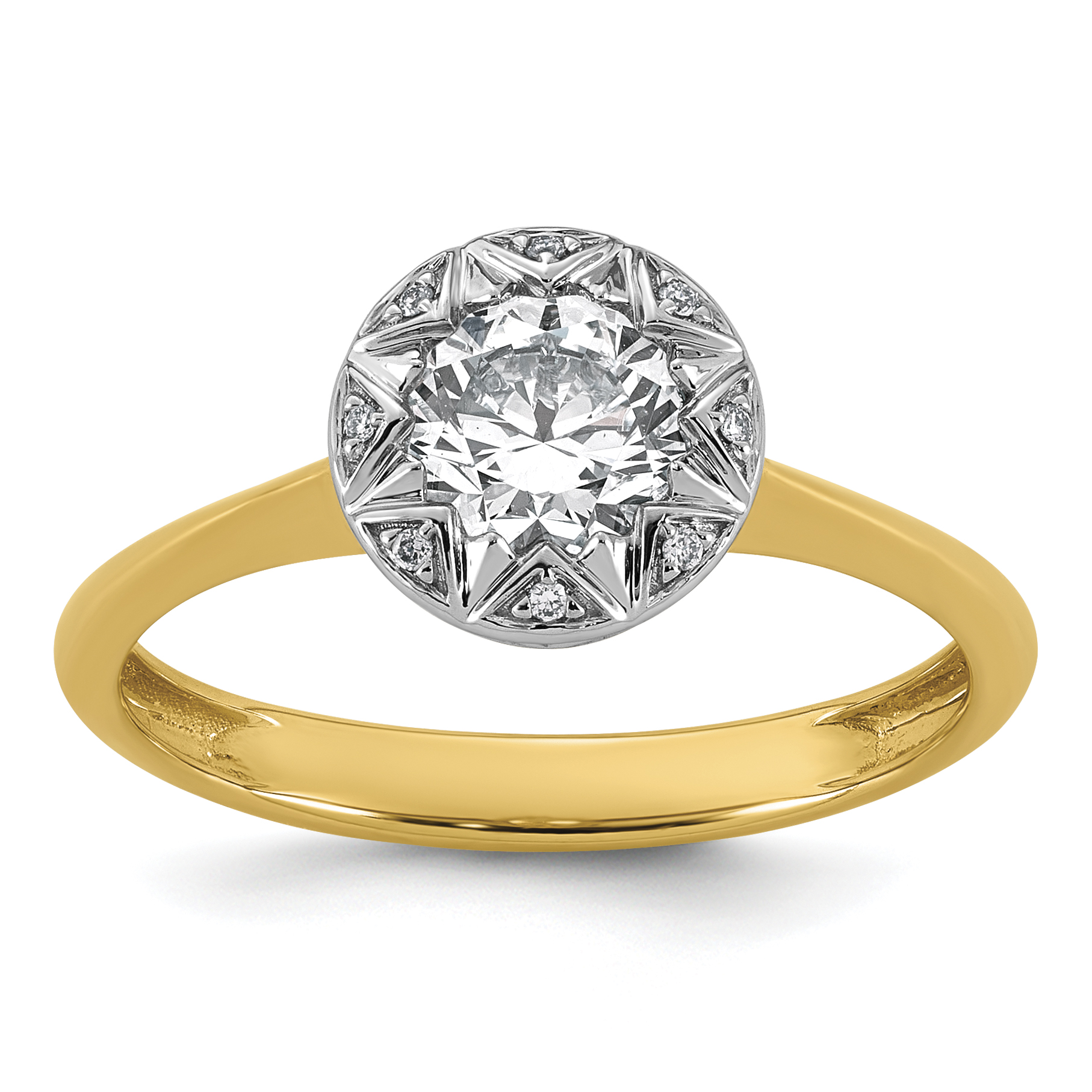 10ky w/Rhodium Cert Lab Grown VS+ F+ Round Center Diamond Ring