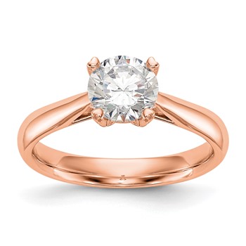 14k Rose Gold Round Solitaire Eng Polished Mounting