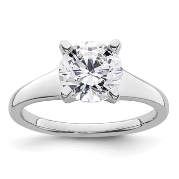 14k White Gold 2 carat (8.20 mm) 4-Prong Round Solitaire Engagement Ring Mounting