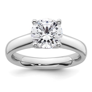 14k White Gold 2 carat (8.20 mm) 4-Prong Round Solitaire Engagement Ring Mounting