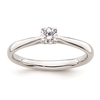 14k White Gold Solitaire Engagement Ring Mounting