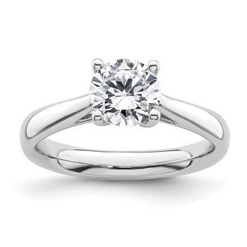 14k White Gold 1.25 carat (7.00 mm) 4-Prong with Heart Round Solitaire Engagement Ring Mounting