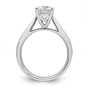 14k White Gold 1.5 carat (7.50 mm) 4-Prong with Heart Round Solitaire Engagement Ring Mounting — alternate view