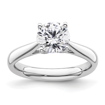 14k White Gold 1.5 carat (7.50 mm) 4-Prong with Heart Round Solitaire Engagement Ring Mounting
