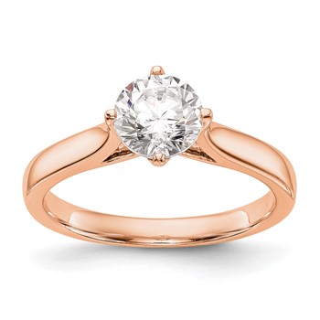 14k Rose Round Solitaire Engagement Polished Mounting