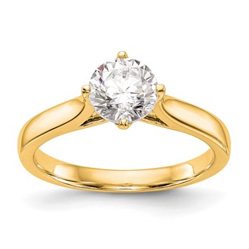 14k Yellow Round Solitaire Eng Polished Mounting