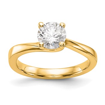 14k Yellow Round Solitaire Eng Polished Mounting