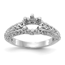 Image of 14k White Gold Round Solitaire 5/8 carat Center Vintage Engagement Ring Mounting