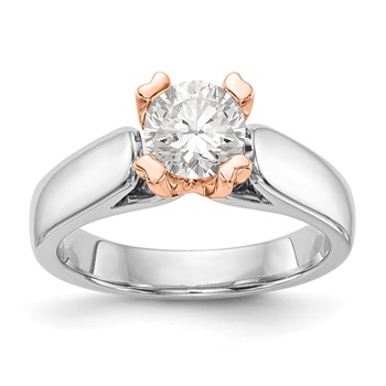 14K White Round Solitaire Engagement Ring Mounting