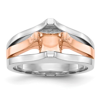 14k Two-tone 1 carat (6.50 mm) 4-Prong Round Solitaire Engagement Ring Mounting