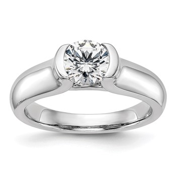 14k White Gold 1/2 carat (5.20 mm) Half-Bezel Round Solitaire Engagement Ring Mounting