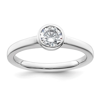 14k White Gold 1/2 carat (5.20 mm) Bezel Round Solitaire Engagement Ring Mounting
