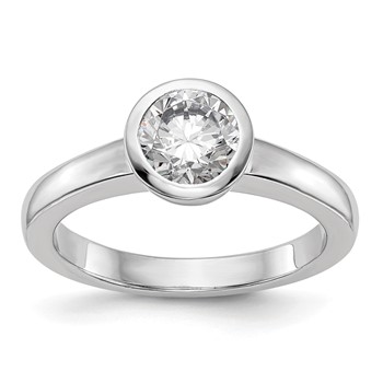 14k White Gold 1 carat (6.50 mm) Bezel Round Solitaire Engagement Ring Mounting