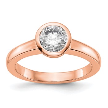 14k Rose Round Bezel Solitaire Engagement Ring Mounting