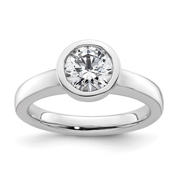 14k White Gold 1.25 carat (7.00 mm) Bezel Round Solitaire Engagement Ring Mounting