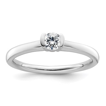 10K White Round Bezel Solitaire Engagement Ring Mounting