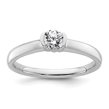 14k White Gold 1/3 carat (4.50 mm) Half-Bezel Round Solitaire Engagement Ring Mounting