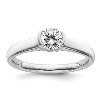 14k White Gold 1/2 carat (5.20 mm) Half-Bezel Round Solitaire Engagement Ring Mounting