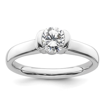 14k White Gold 3/4 carat (5.80 mm) Half-Bezel Round Solitaire Engagement Ring Mounting