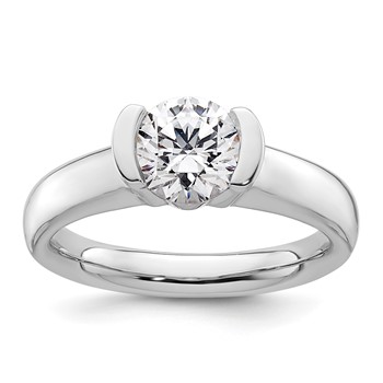 14k White Gold 1.25 carat (7.00 mm) Half-Bezel Round Solitaire Engagement Ring Mounting