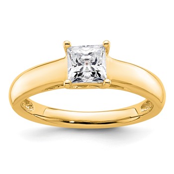 14k Yellow Gold Square Solitaire Engagement Ring Mounting