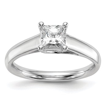 14k White Gold 1 carat (5.70mm) 4-Prong Square Princess Solitaire Engagement Ring Mounting