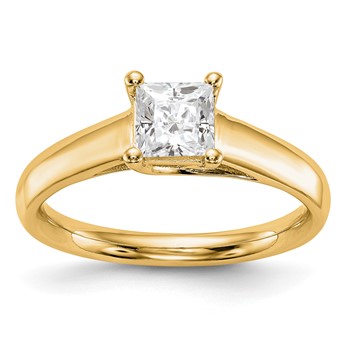 18K Yellow Gold Square Solitaire Eng Ring Mounting
