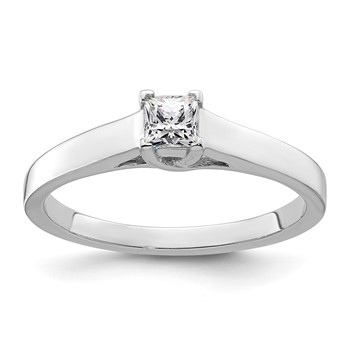14k White Gold 1/4 carat (3.50mm) V-End Square Princess Solitaire Engagement Ring Mounting