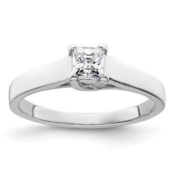 14k White Gold 1/3 carat (4.00mm) V-End Square Princess Solitaire Engagement Ring Mounting