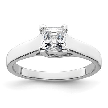 14k White Gold 3/4 carat (5.00mm) V-End Square Princess Solitaire Engagement Ring Mounting