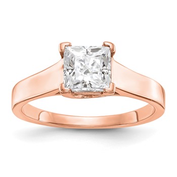 14k Rose Gold Square Solitaire Engagement Ring Mounting