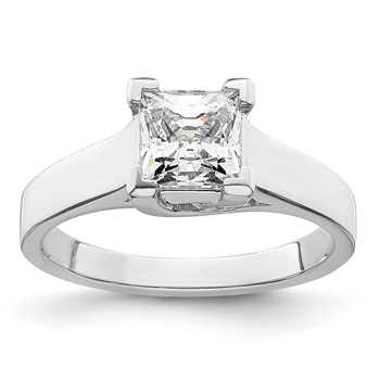 14k White Gold 1.25 carat (6.00mm) V-End Square Princess Solitaire Engagement Ring Mounting