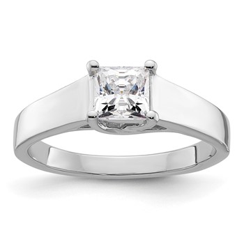 14k White Gold 3/4 carat (5.00mm) 4-Prong Square Princess Solitaire Engagement Ring Mounting
