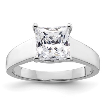 14k White Gold 1.5 carat (6.40mm) 4-Prong Square Princess Solitaire Engagement Ring Mounting