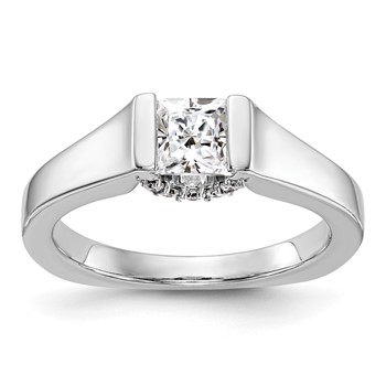 14k White Gold Square Solitaire Semi-mount Engagement Ring
