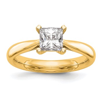 14k Yellow Gold Square Solitaire Engagement Ring Mounting