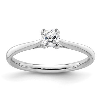 14k White Gold 1/3 carat (4.00mm) 4-Prong Cushion-cut Solitaire Engagement Ring Mounting