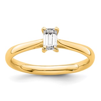 14k Yellow Gold Emerald Solitaire Engagement Ring Mounting