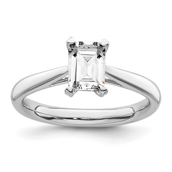 14k White Gold 3/4 carat (6.5x4.5mm) 4-Prong Emerald-cut Solitaire Engagement Ring Mounting