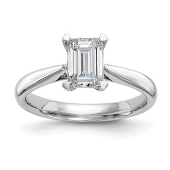 14k White Gold 1 carat (7x5mm) 4-Prong Emerald-cut Solitaire Engagement Ring Mounting