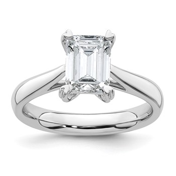 14k White Gold 1.5 carat (8x6mm) 4-Prong Emerald-cut Solitaire Engagement Ring Mounting