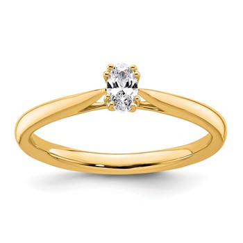 14k Yellow Oval Solitaire Polished Engagement Ring Mounting