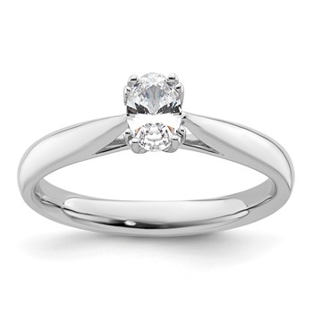 14k White Gold 1/2 carat (6x4mm) 4-Prong Oval Solitaire Engagement Ring Mounting