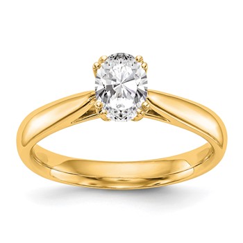 14k Yellow Oval Solitaire Polished Engagement Ring Mounting