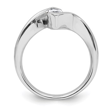 14k White Gold (Holds 3/4 carat (9.5x4.8mm) Marquise) Half-Bezel Bypass Solitaire Engagement Ring Mounting — alternate view